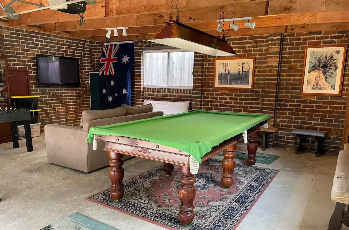 Games room with pool table, ping pong and foosball at Kilmeedy